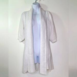 Guess White 3/4 Sleeve Open Front Cardigan with Pockets Size XS